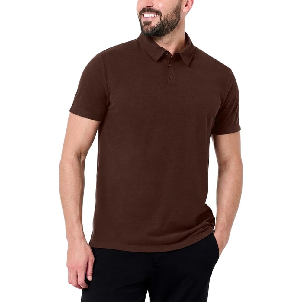image:imagePolo Shirts for Men Soft Cotton Slim Fit Short Sleeve Collared S4XLDark Brown