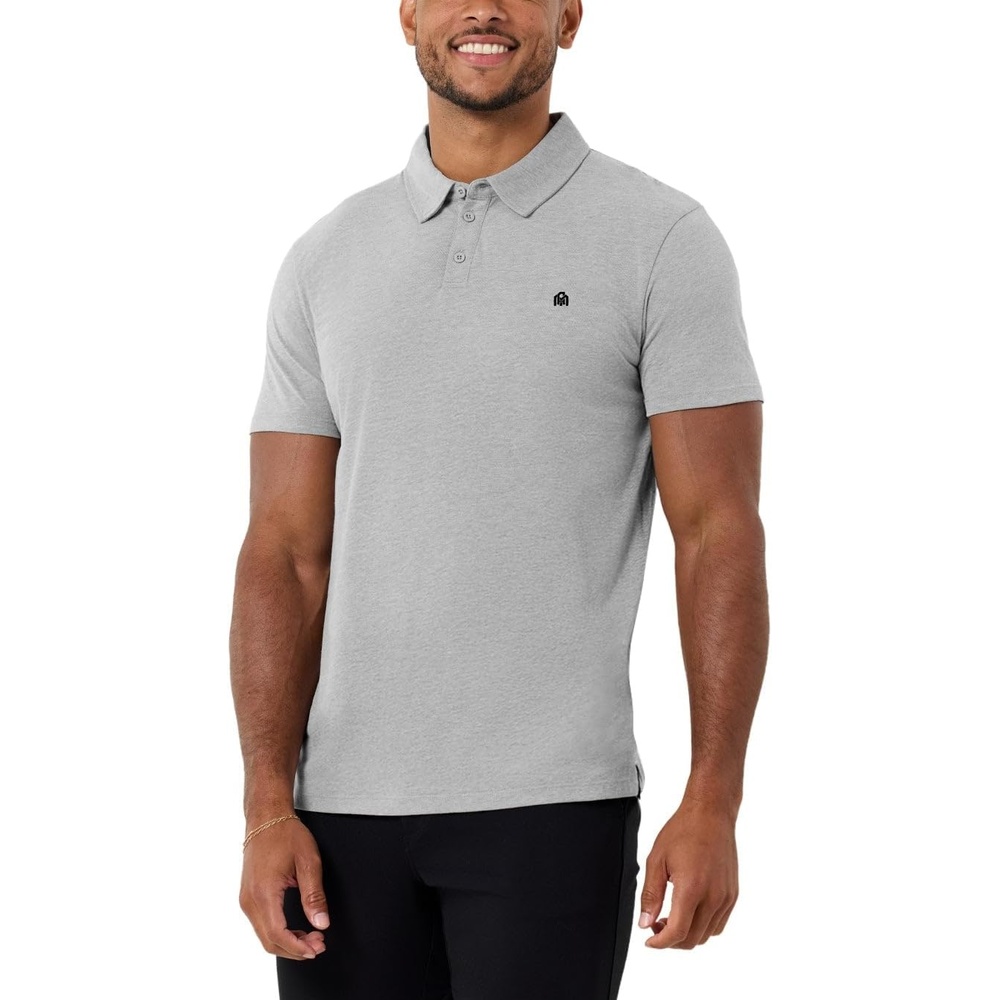 image:imagePolo Shirts for Men Soft Cotton Slim Fit Short Sleeve Collared S4XLGrey Logo