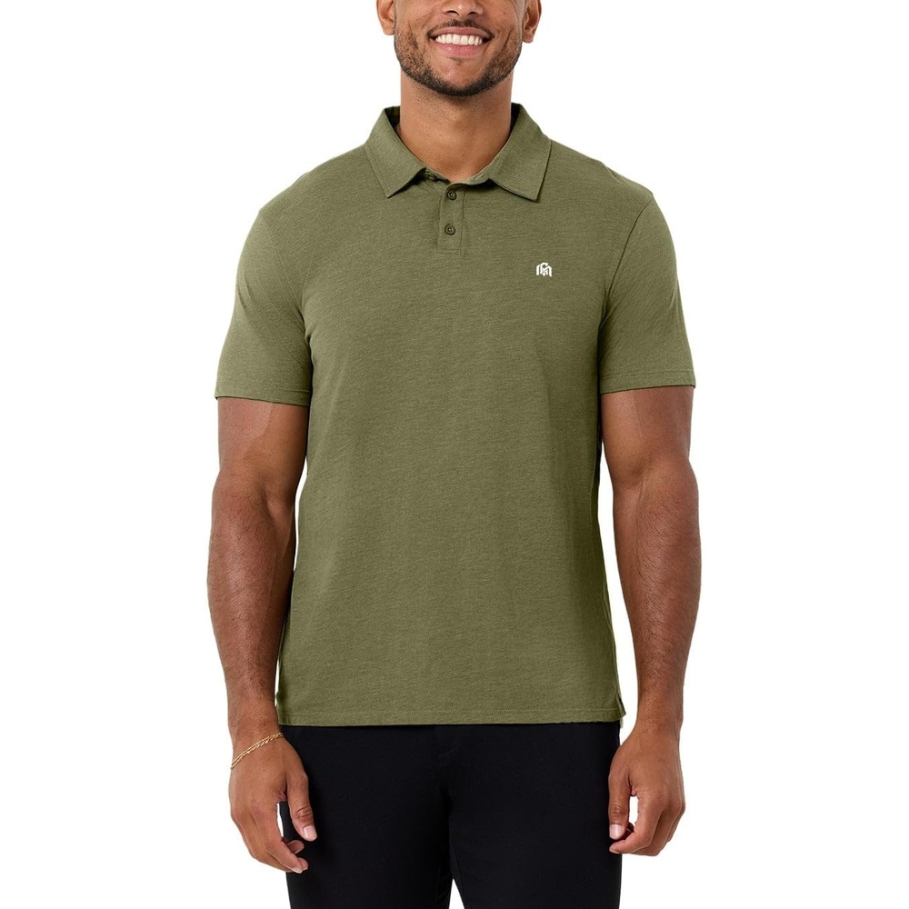 image:imagePolo Shirts for Men Soft Cotton Slim Fit Short Sleeve Collared S4XLOlive Green Logo