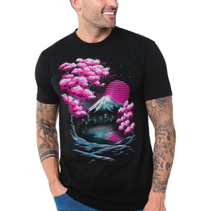 Graphic Tees for Men Cool Art Short Sleeve T-Shirts Soft Slim Fit S-4XL(Neon Horizon)