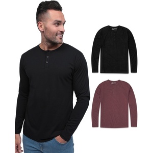 Henley Shirts for Men Long Sleeve Casual 3 Button Soft Cotton S-4XL(2 Pack – Black/Maroon – No-logo)