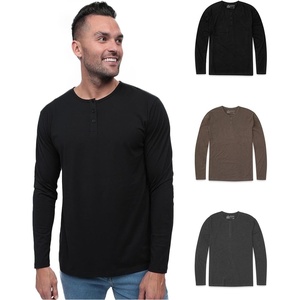 Henley Shirts for Men Long Sleeve Casual 3 Button Soft Cotton S-4XL(3 Pack – Black/Brown/Charcoal – No-logo)
