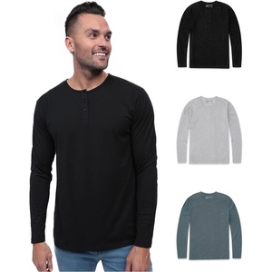 Henley Shirts for Men Long Sleeve Casual 3 Button Soft Cotton S-4XL(3 Pack – Black/Grey/Indigo – No-logo)
