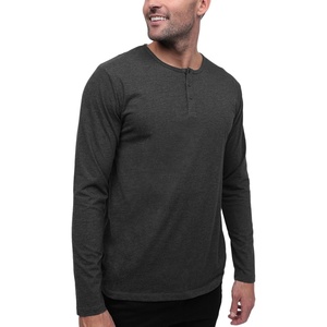 Henley Shirts for Men Long Sleeve Casual 3 Button Soft Cotton S-4XL(Charcoal – No-logo)