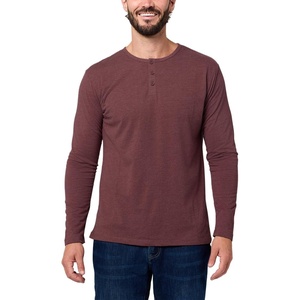 Henley Shirts for Men Long Sleeve Casual 3 Button Soft Cotton S-4XL(Non-branded – Maroon)