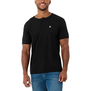 Henley Shirts for Men Short Sleeve Casual Fitted 3 Button Crew S-4XL(Black – Logo)