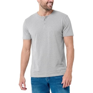 Henley Shirts for Men Short Sleeve Casual Fitted 3 Button Crew S-4XL(Grey – No-logo)