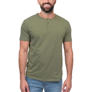 Henley Shirts for Men Short Sleeve Casual Fitted 3 Button Crew S-4XL(Olive Green – No-logo)