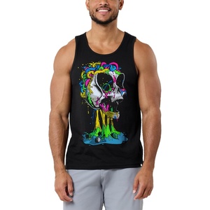 INTO THE AM Graphic Tank Tops for Men Cool Summer Beach Muscle Tanks S-2XL(Brain Invader)