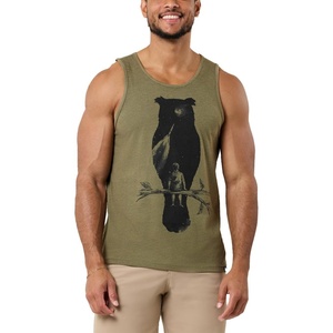 INTO THE AM Graphic Tank Tops for Men Cool Summer Beach Muscle Tanks S-2XL(Dreamer – Olive Green)