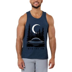 INTO THE AM Graphic Tank Tops for Men Cool Summer Beach Muscle Tanks S-2XL(Extraterrestrial – Navy)