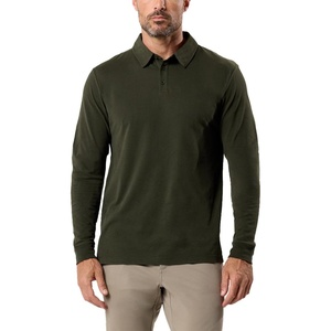 Long Sleeve Polo Shirts for Men Slim Fit Collared Soft Cotton S-4XL(Non-branded – Dark Olive Green)