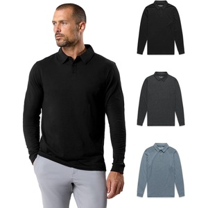 Long Sleeve Polo Shirts for Men Slim Fit Collared Soft Cotton S-4XL(Pack of 3 – Non-branded – Black/Charcoal/Indigo)