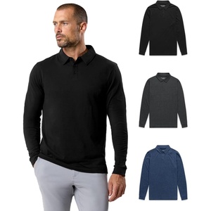 Long Sleeve Polo Shirts for Men Slim Fit Collared Soft Cotton S-4XL(Pack of 3 – Non-branded – Black/Charcoal/Navy)