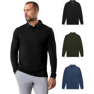 Long Sleeve Polo Shirts for Men Slim Fit Collared Soft Cotton S-4XL(Pack of 3 – Non-branded – Black/Midnight Olive/Navy)