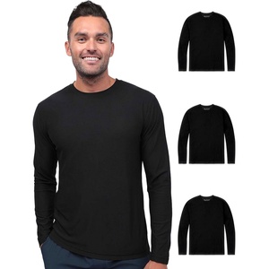 Long Sleeve Workout Shirts for Men Dri Fit Quick Dry Gym Tees S-4XL(3-pack – Black/Black/Black – No-logo)