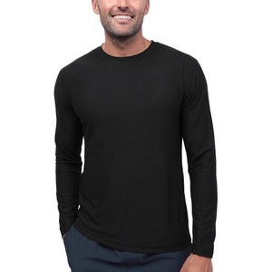 Long Sleeve Workout Shirts for Men Dri Fit Quick Dry Gym Tees S-4XL(Black – No-logo)