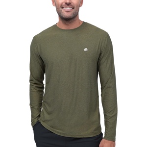 Long Sleeve Workout Shirts for Men Dri Fit Quick Dry Gym Tees S-4XL(Olive Green – Logo)