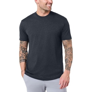 Mens Curved Hem T Shirts Drop Cut Modern Fit Soft Cotton Casual S-4XL(Charcoal)