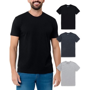 Mens T Shirts Soft Cotton Crew Neck Athletic Fit Casual Tees S-4XL(3-pack Black/Charcoal/Grey)