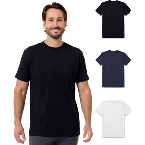 Pima Cotton T Shirts for Men Luxury Soft Crew Tee S-4XL(Black/Navy/White)