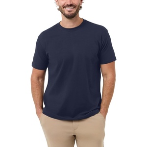 Pima Cotton T Shirts for Men Luxury Soft Crew Tee S-4XL(Navy)