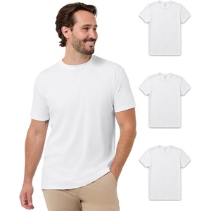 Pima Cotton T Shirts for Men Luxury Soft Crew Tee S-4XL(White/White/White)