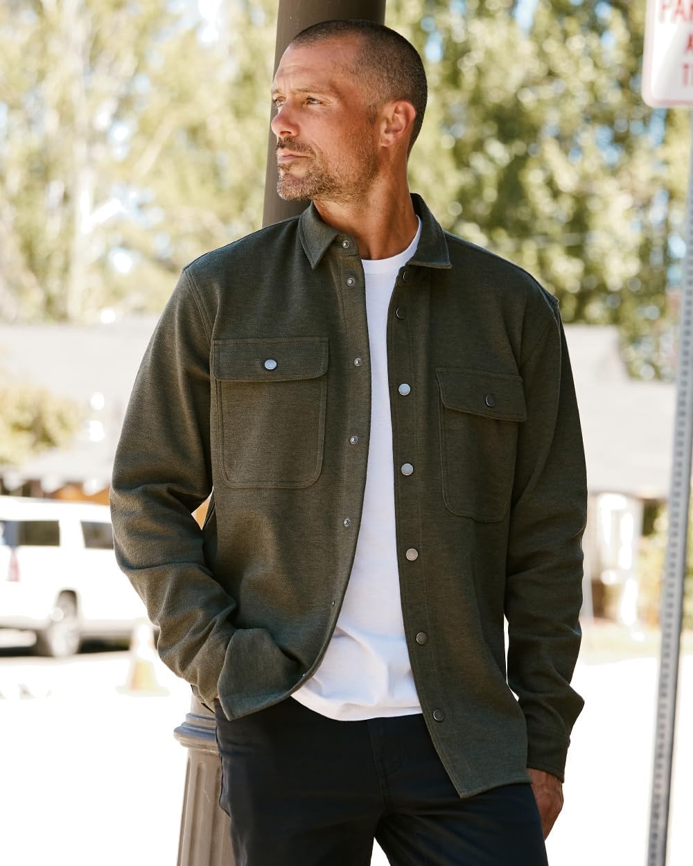 image:imageINTO THE AM Shirt Jackets for Men Casual Twill Shacket Button Up Fall S4XLMidnight Olive