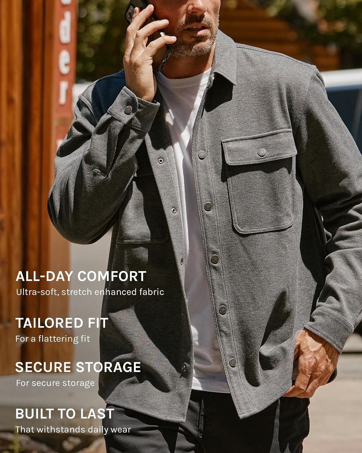 image:imageINTO THE AM Shirt Jackets for Men Casual Twill Shacket Button Up Fall S4XLMidnight Olive