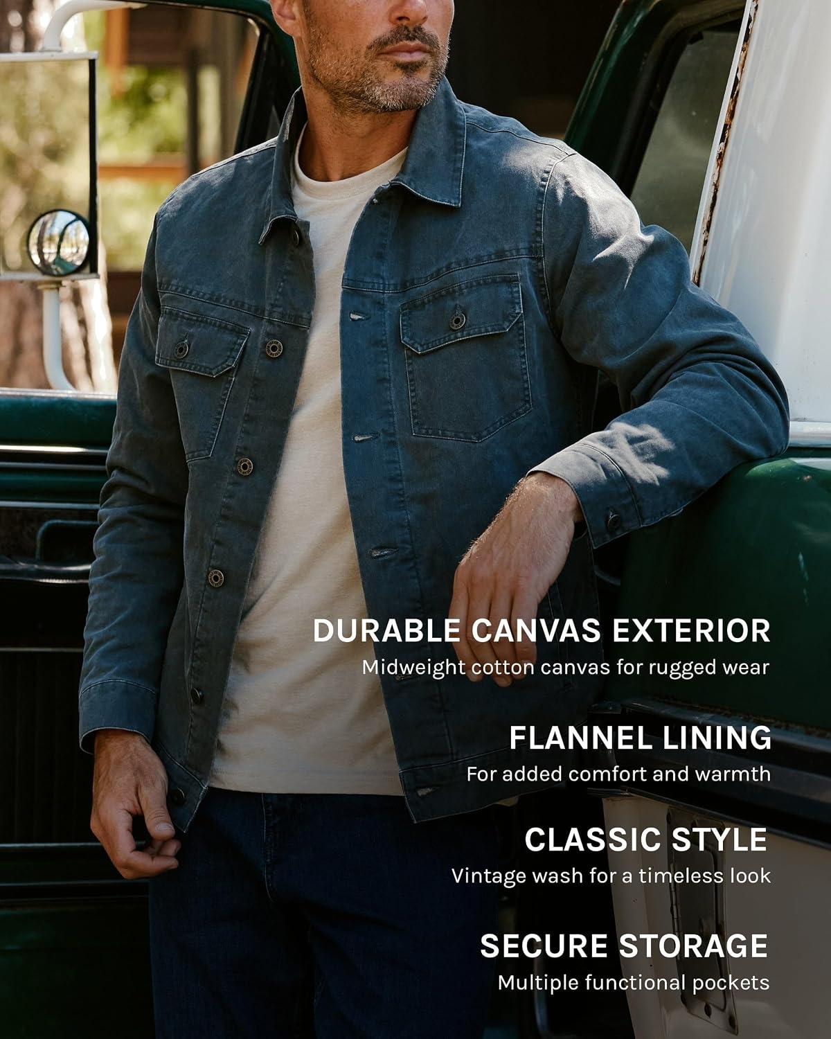image:imageINTO THE AM Trucker Jackets for Men Flannel Lined Canvas Workwear S4XLCharcoal