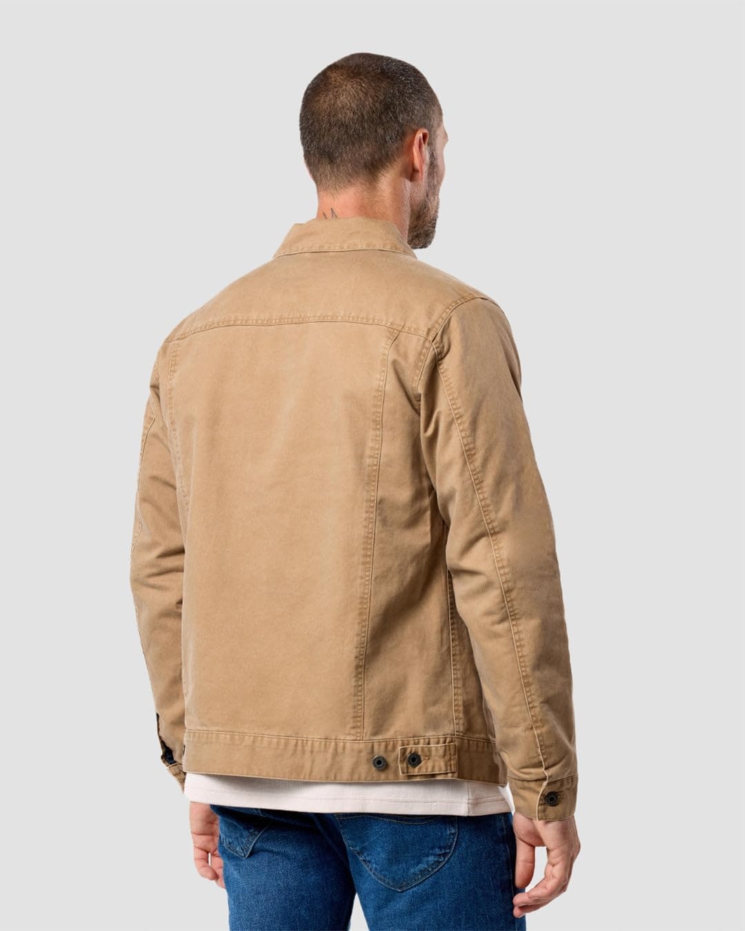 image:imageINTO THE AM Trucker Jackets for Men Flannel Lined Canvas Workwear S4XLKhaki