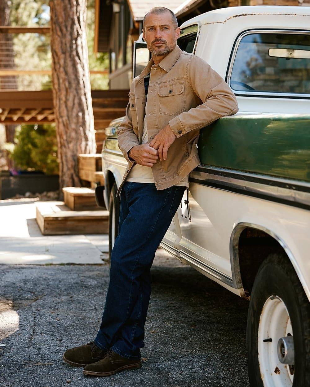 image:imageINTO THE AM Trucker Jackets for Men Flannel Lined Canvas Workwear S4XLKhaki
