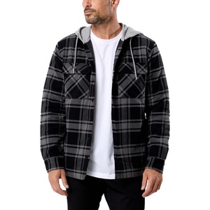 Flannel Jackets for Men Plaid Hooded Quilt Lined Warm Layering S-4XL(Non-branded – Black Multi Plaid)
