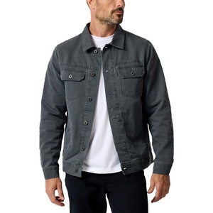INTO THE AM Trucker Jackets for Men Flannel Lined Canvas Workwear S-4XL(Charcoal)