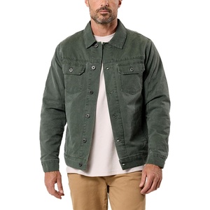 INTO THE AM Trucker Jackets for Men Flannel Lined Canvas Workwear S-4XL(Dark Olive)