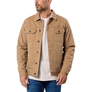 INTO THE AM Trucker Jackets for Men Flannel Lined Canvas Workwear S-4XL(Khaki)