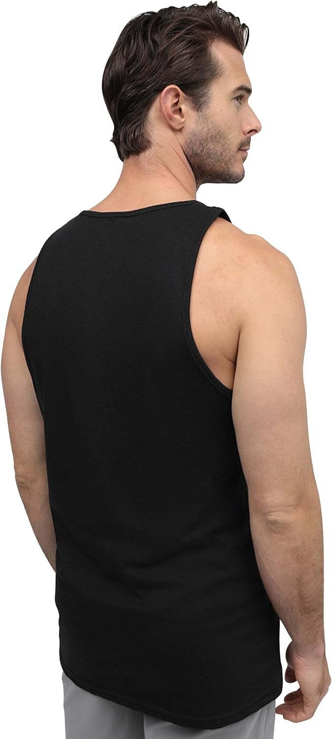 image:imageTank Tops for Men Soft Cotton Blend Sleeveless Muscle Tanks S2XLBlackGreyNavy Nologo
