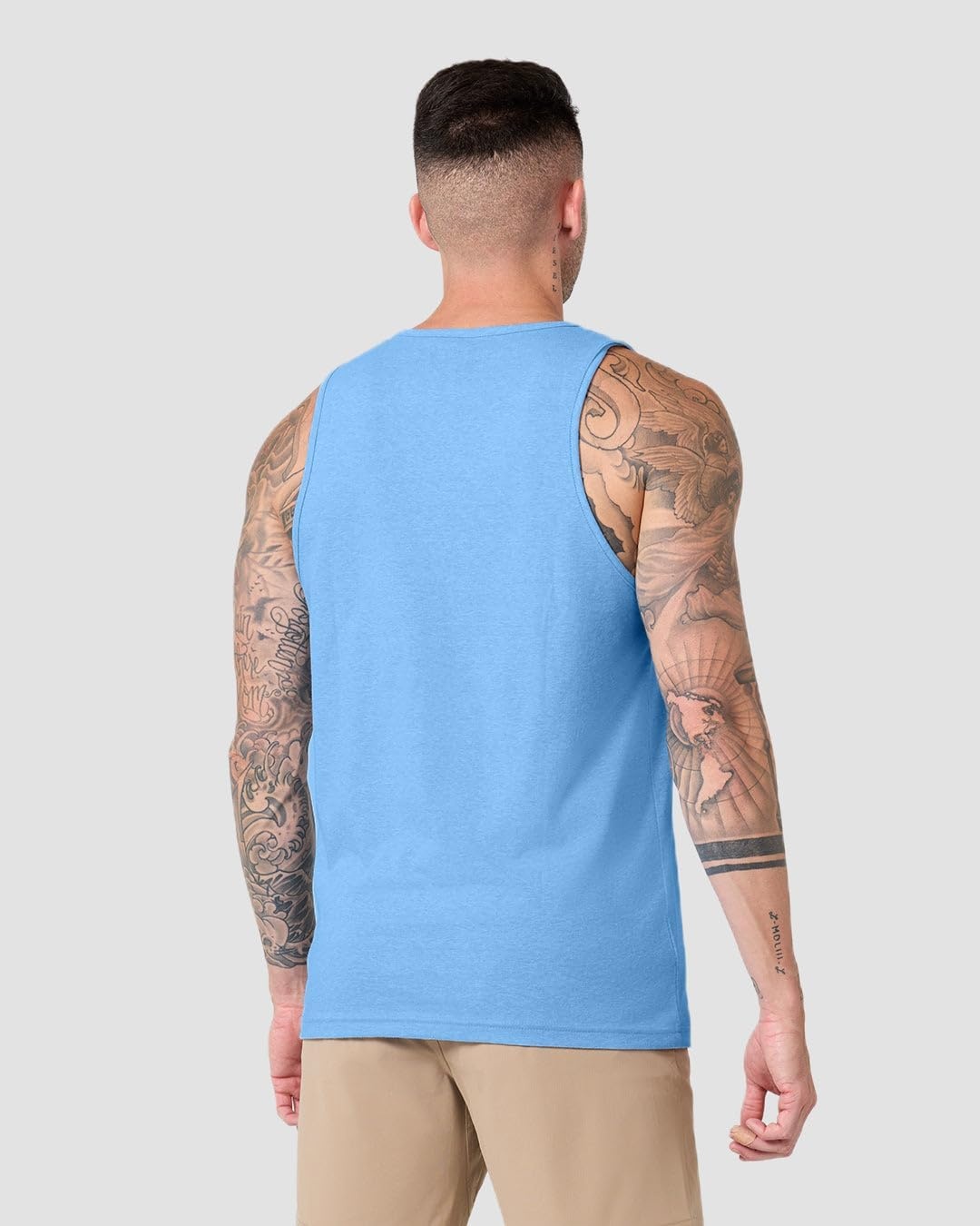 image:imageTank Tops for Men Soft Cotton Blend Sleeveless Muscle Tanks S2XLHeather Columbia Blue Nologo