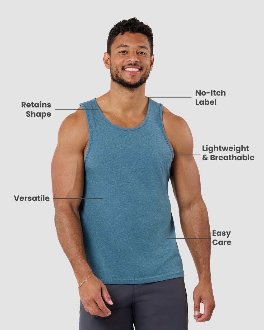 image:imageTank Tops for Men Soft Cotton Blend Sleeveless Muscle Tanks S2XLIndigo Nologo