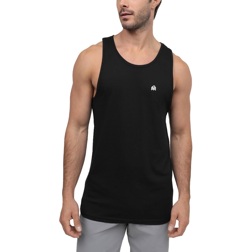 image:imageTank Tops for Men Soft Cotton Blend Sleeveless Muscle Tanks S2XLBlack  Logo