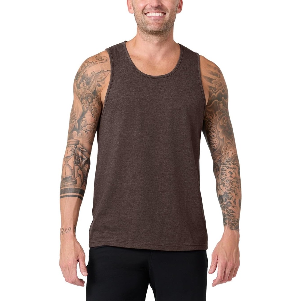 image:imageTank Tops for Men Soft Cotton Blend Sleeveless Muscle Tanks S2XLBrown Nologo