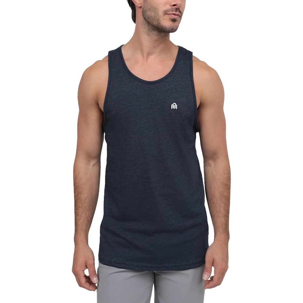 image:imageTank Tops for Men Soft Cotton Blend Sleeveless Muscle Tanks S2XLNavy Logo