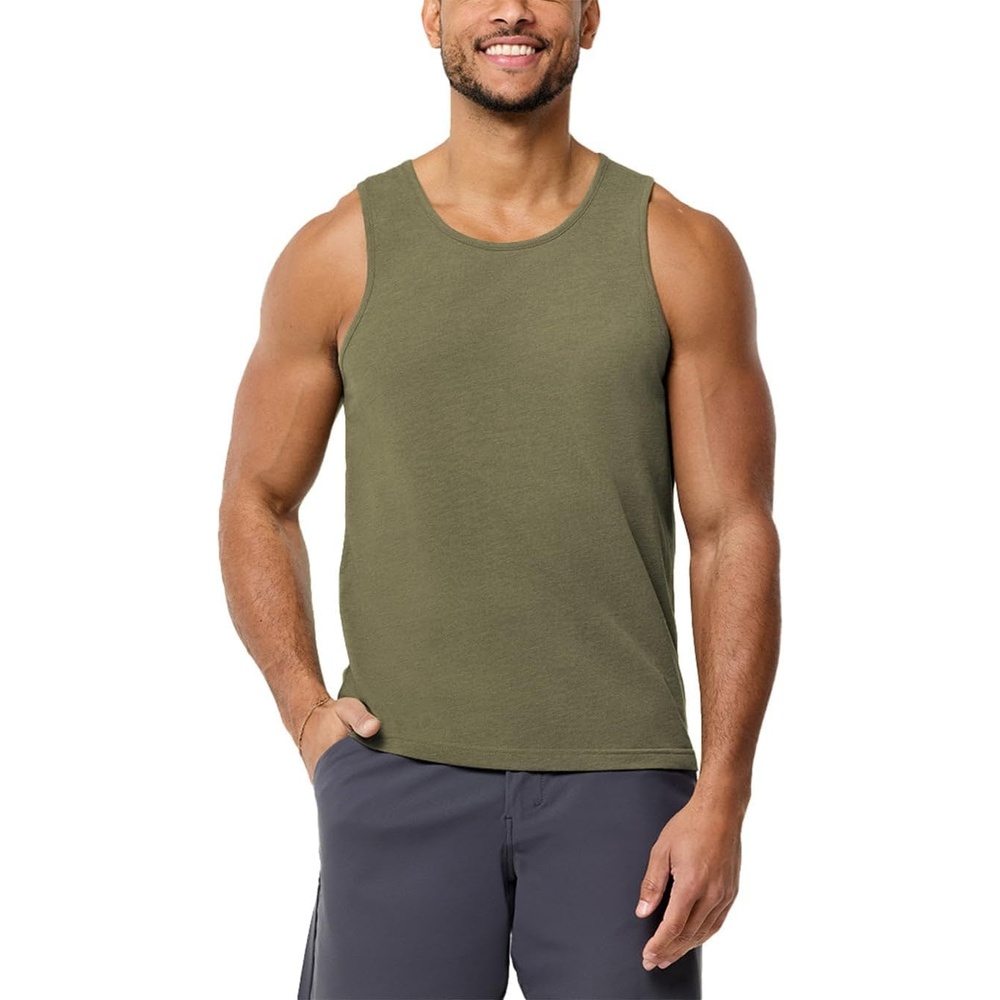 image:imageTank Tops for Men Soft Cotton Blend Sleeveless Muscle Tanks S2XLOlive Green Nologo