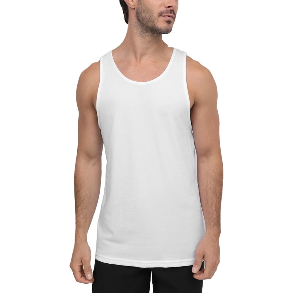 image:imageTank Tops for Men Soft Cotton Blend Sleeveless Muscle Tanks S2XLWhite  Nologo