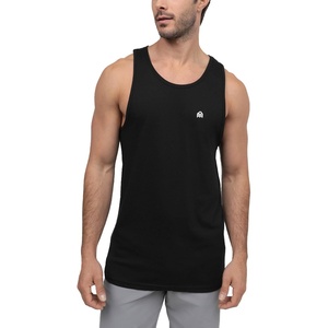 Tank Tops for Men Soft Cotton Blend Sleeveless Muscle Tanks S-2XL(Black – Logo)