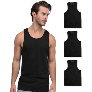 Tank Tops for Men Soft Cotton Blend Sleeveless Muscle Tanks S-2XL(Black/Black/Black – No-logo)