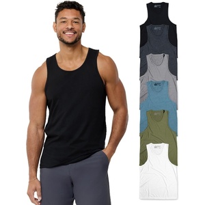 Tank Tops for Men Soft Cotton Blend Sleeveless Muscle Tanks S-2XL(Black/Charcoal/Grey/Indigo/Olive Green/White – No-logo)
