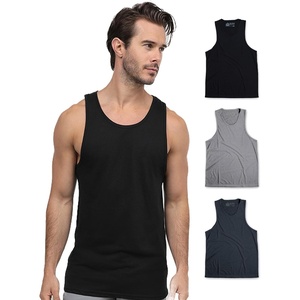 Tank Tops for Men Soft Cotton Blend Sleeveless Muscle Tanks S-2XL(Black/Grey/Navy – No-logo)