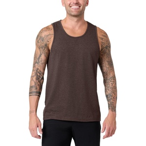 Tank Tops for Men Soft Cotton Blend Sleeveless Muscle Tanks S-2XL(Brown – No-logo)