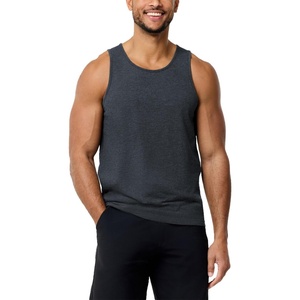 Tank Tops for Men Soft Cotton Blend Sleeveless Muscle Tanks S-2XL(Charcoal – No-logo)